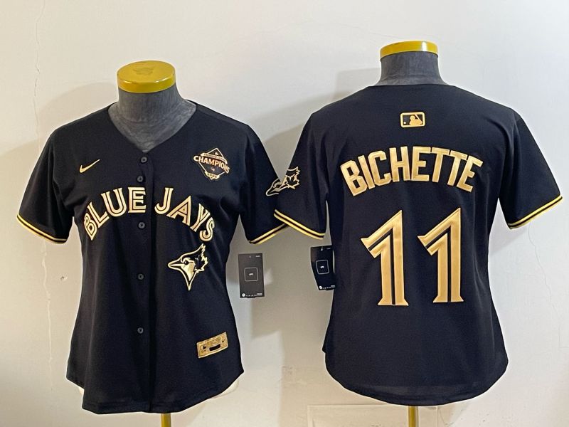 Women Toronto Blue Jays #11 Bichette Black Gold Game 2026 Nike MLB Jersey style 01